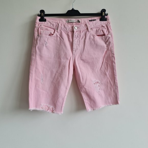 Zara Pants - Zara Pink Denim Slim Shorts EU 38 Zip Pockets